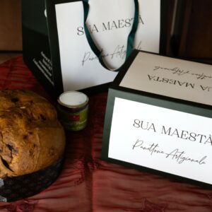 PANETTONE ARTIGIANALE DA KG 1 CON CREMA DI PISTACCHIO IN BARATTOLO DA GR 200 LINEA ELEGANT